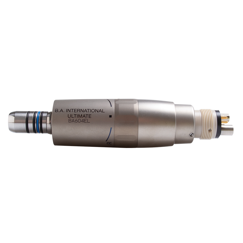 BA604EL 6-hole air motor with integrated light, internal water spray, and forward/reverse operation for smooth low-speed dental procedures.
